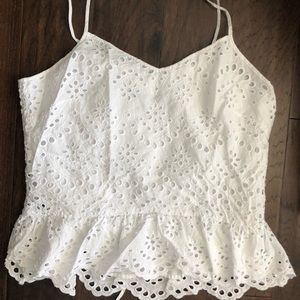 Eyelet Style White Tank Top